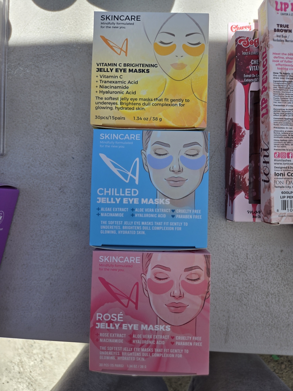 Vitamin C, Chilled & Rosé Jelly Eye Mask Trio - Yellow, Blue, Pink